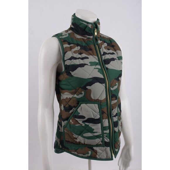 J. Crew Mercantile womens Camo Vest Jacket Puffer Green Brown XXS XX-small - Picture 2 of 6